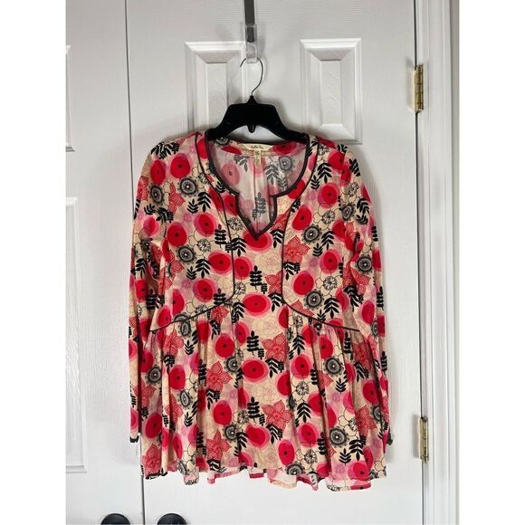 Matilda Jane Make Believe Mistletoe Magic Tunic Poppy Floral Blouse Size Small - Picture 1 of 3
